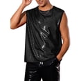 thumbnail image 4 of Camiseta sin mangas metálica Inspire Chic para hombres, chaleco brillante de fiesta y club, color negro, 4 of 4