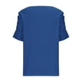 thumbnail image 4 of Olyvenn Fashion Women's Hollow Pleated Short Sleeves Square Neck Casual Loose Solid Color Knit T Shirts Tops Blouses Blue S, 4 of 8