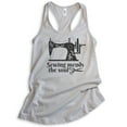 thumbnail image 1 of Sewing Mends The Soul Tank Top, Ladies Racerback Tank Top, Crafting Tank, Sewing Tank, Sewing Machine Tank, Silver Gray, Large, 1 of 3