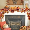 thumbnail image 6 of 2pcs Thanksgiving Bathroom Decor Holiday Door Hanging Fireplace Wreath Thanksgiving Pumpkin Maple Leaf Wicker Decoration Berry Decoration Halloween Maple Leaf Flower Gifts, 6 of 8