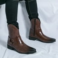thumbnail image 2 of Leozcaa Men's Dress Ankle Mid Calf Western Cowboy Boots Alligator Prints Side Zipper Low Heel Short booties, 2 of 9