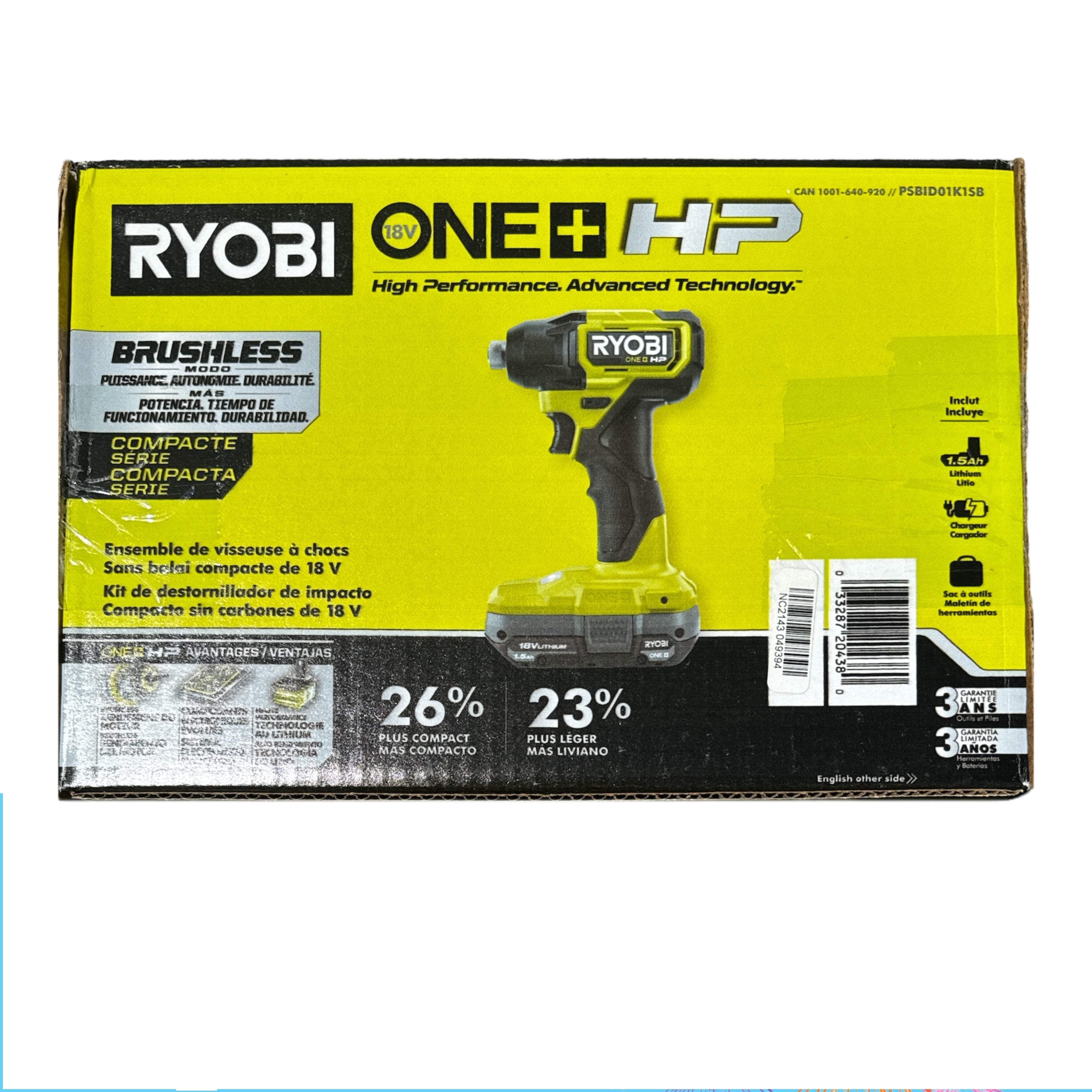 ONE+ HP 18V Brushless Cordless Compact 1/4 in. Impact Driver with Battery, Charger and Tool Bag
