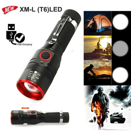 Rechargeable USB Mini Ultra Bright LED Torch With Beam Focusing Flashlight