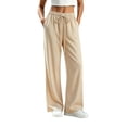thumbnail image 3 of VBVC Women's Ribbed Wide Leg Lounge Pants , Casual Drawstring Loose Fit Trousers For Women , Ladies' Lightweight Sweatpants with Pockets, Yellow , S-2XL, 3 of 7