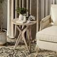 thumbnail image 6 of Pedestal Farmhouse End Table, Distressed Top with Tripod Base Bedside Table for Living Room, Modern, Boho Decor, Round (1 Pack, Distressed Aah Grey), 6 of 17