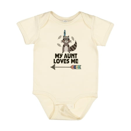 

Inktastic My Aunt Loves Me Nephew Raccoon Gift Baby Boy or Baby Girl Bodysuit