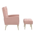 thumbnail image 4 of Accent Chair With Ottoman Set Of 2, Velvet Button Armchair With Backrest, Modern Upholstered Sofa Chair With Metal Legs For Living Room Bedroom Office, 4 of 6