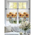 thumbnail image 4 of Summer Sunflowers Sheer Curtains for Living Room Bedroom Spring Watercolor Floral Leaf Bow Vase Sheer Curtains 45 Inch Long 2 Panels Set Light Filtering Curtain Window Treatments Drapes, 4 of 6