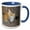 Blue/White, variant on 3drose, Rooster and Hen, 11oz Two-tone Red Mug