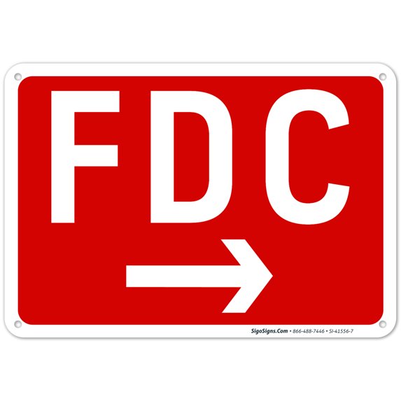 FDC Right Arrow Sign, Red Background,
