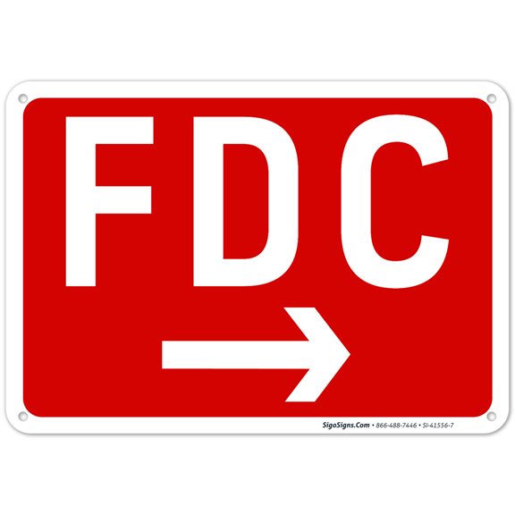 FDC Right Arrow Sign, Red Background,