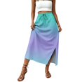 thumbnail image 6 of Gradient Ombre Maxi Skirt, High Waisted Side Slit Long Skirt with Pockets, Casual Summer Drawstring Flowy A-Line Bottoms, 6 of 6
