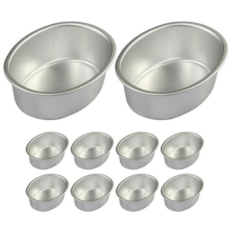 

NUOLUX 10Pcs Oval Shape Cheese Pan Oval Cake Mold Bread Mold Cheese Cake Baking Pan Stainless Steel Mold