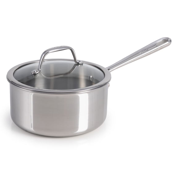 T-fal Pro Tri-Ply Stainless Steel Cookware, 2 Quart Saucepan with Lid, Silver