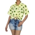 thumbnail image 4 of LA LEELA Hawaiian Shirts Womens Casual Summer Beach Party Short Sleeve Vacation Blouse Shirt Tropical Blouses Dress Tops Tee Shirts Dresses for Women L All Over Palm, Autumn Beige, 4 of 4