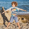 thumbnail image 3 of FORMRS Boys Rash Guard Short Sleeves Swim Shirt Quick Dry UPF 50+ Sun Protection, Sizes 3-12T, Yellow Sardines Pattern, 3 of 6
