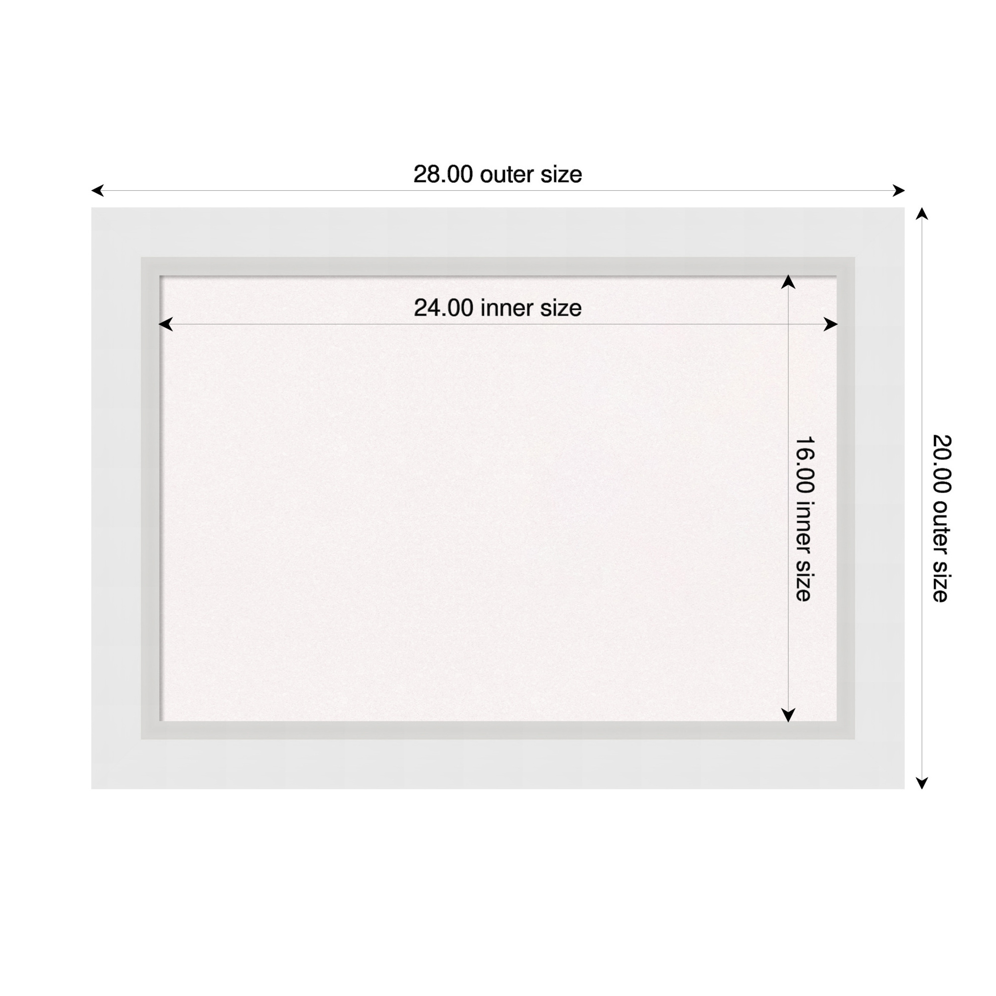 Amanti Art White Cork Board Wood Framed Blanco White Bulletin Board 28 in. x 20 in.