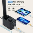 thumbnail image 4 of LED Desk Lamp with 2 USB Charging Ports, 50 Lighting Modes Dimmable Desk Light with Pen Holder and Clock, Foldable Desk Lamp for Home Office Home Office Reading(Black), 4 of 8