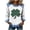 #0015-White, variant on Women's St. Patrick's Day Graphic Print Round Neck 3/4 Sleeve Waffle Knit Loose Blouse