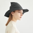 thumbnail image 4 of Harpily Knitted Witch Hat For Women Halloween Theme Irregular Wide Brim Loose Fit Decorative Head Accessory, 4 of 4