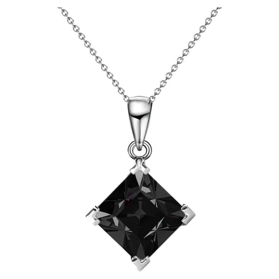 Cate & Chloe Samantha 18k White Gold Plated Pendant Necklace with Black Swarovski Crystal for Women