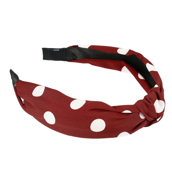 Unique Bargains Polka Dot Headband, Knotted Headband for Women Top Knot Elastic Hairband Non-Slip Wide Hair Hoop Red