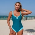 thumbnail image 5 of UPPADA Womens One Piece Full Coverage Swimsuit Comfy Elastic Swimsuit Color Block Slimming Bathing Suits for Ladies Cute Modest Swimsuits Blue,S, 5 of 7