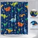 thumbnail image 3 of Juego de cortinas de baño Poedist, 4 unidades, diseño de dinosaurio azul oscuro, 3 of 6