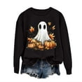 thumbnail image 2 of Xysaqa Womens Christmas Cute Ghost Sweatshirt Crew Neck Christmas Pumpkin Graphic Print Sweater Funny Long Sleeve Pullover Tops Fall Clothes XS-XL On Clearance, 2 of 5