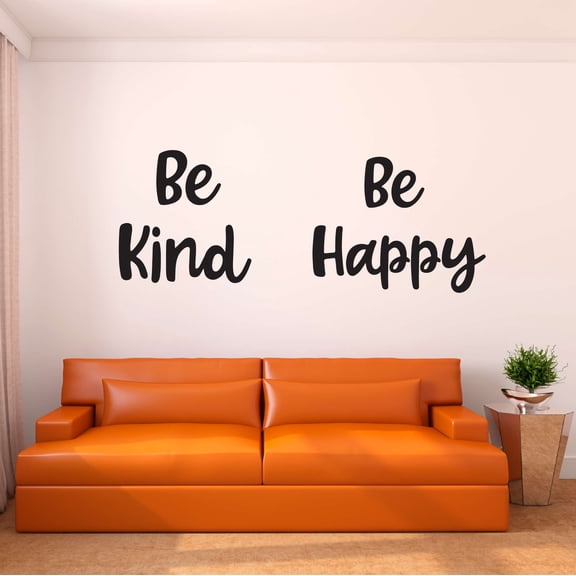 Family Be kind Be Happy Active Quotes & Sayings Wall Decal Decoration Vinyl Wall Quote for Living Room Wall Decor Lasts Years and Easily Removable - Size: 10 In(W) x 4 In(H)