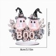 thumbnail image 3 of Dual Witch Hat Ghosts Acrylic Tabletop Ornament, Halloween BOO Sign with Floral Crystal Trim for Mantel Shelf Indoor Party Home Decoration, 3 of 4