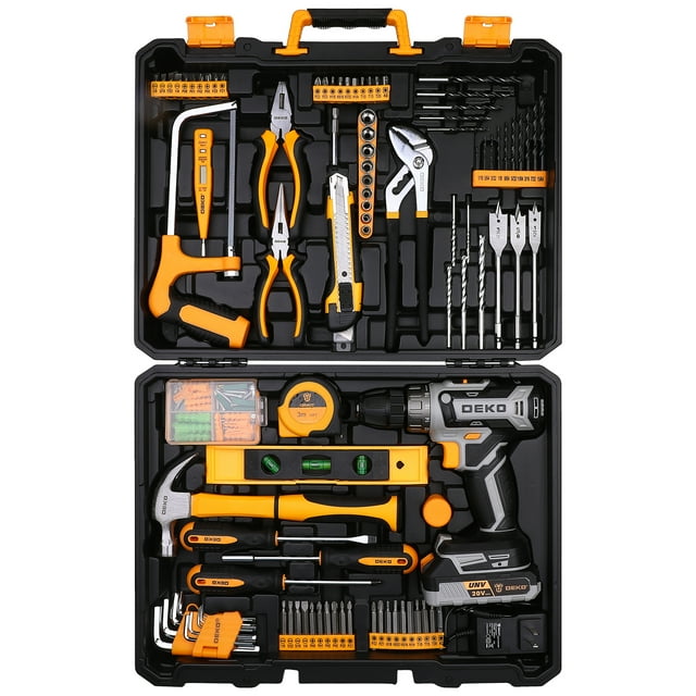 DEKO Trousse de Perceuse Sans Fil 20 V avec Batterie, Perceuse pour Hommes, Réparation Manuelle, Boîte à Outils de Base, Convient aux Outils Ménagers