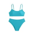 thumbnail image 1 of Odeerbi 8-14 Años Niñas Playa de Verano Bikini de Cuerda Traje de Baño Hawaiano Traje de Baño de Color Sólido Traje de Baño de Dos Piezas Set, 1 of 6