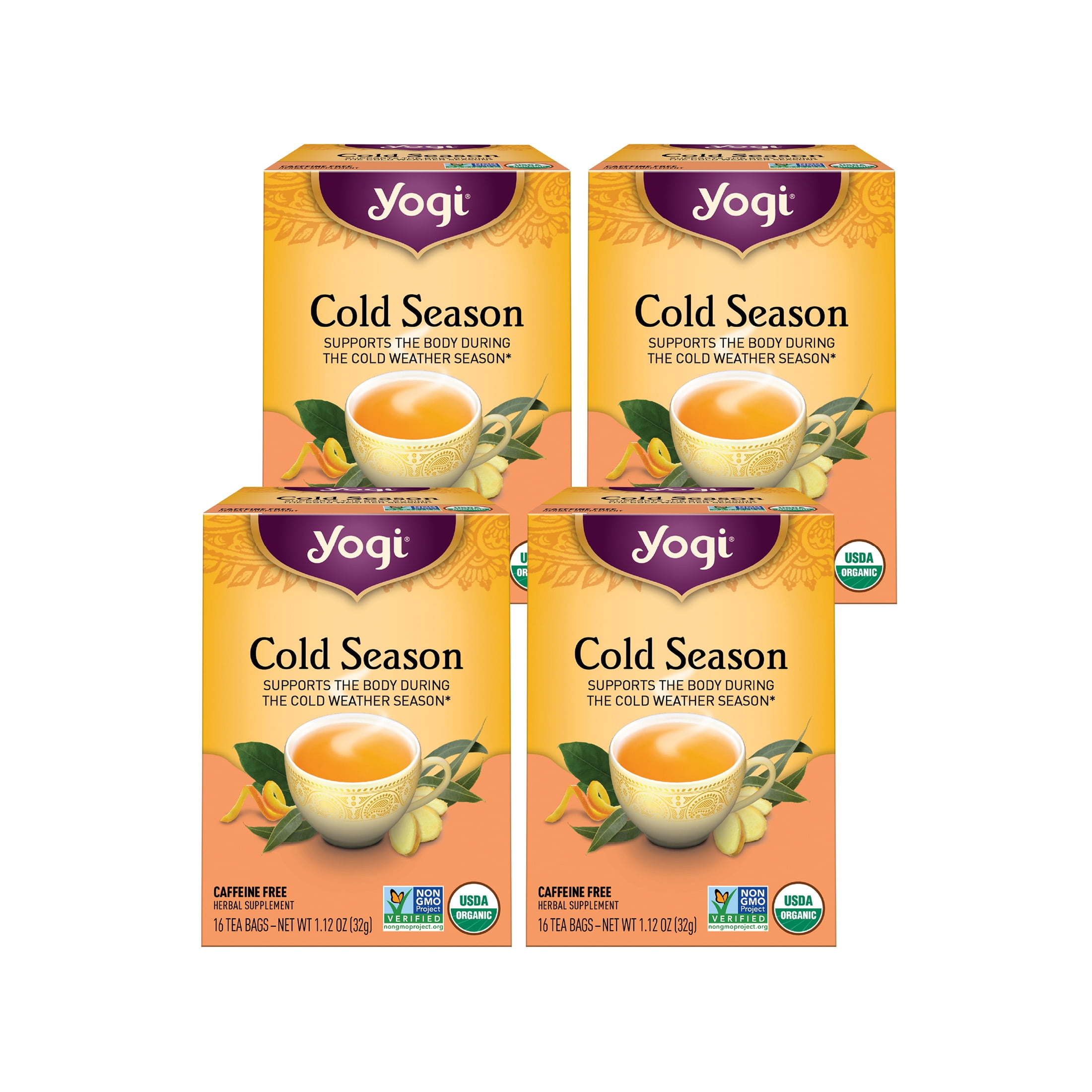 Yogi Tea Cold Season, Caffeine Free Organic Herbal Tea, Wellness Tea