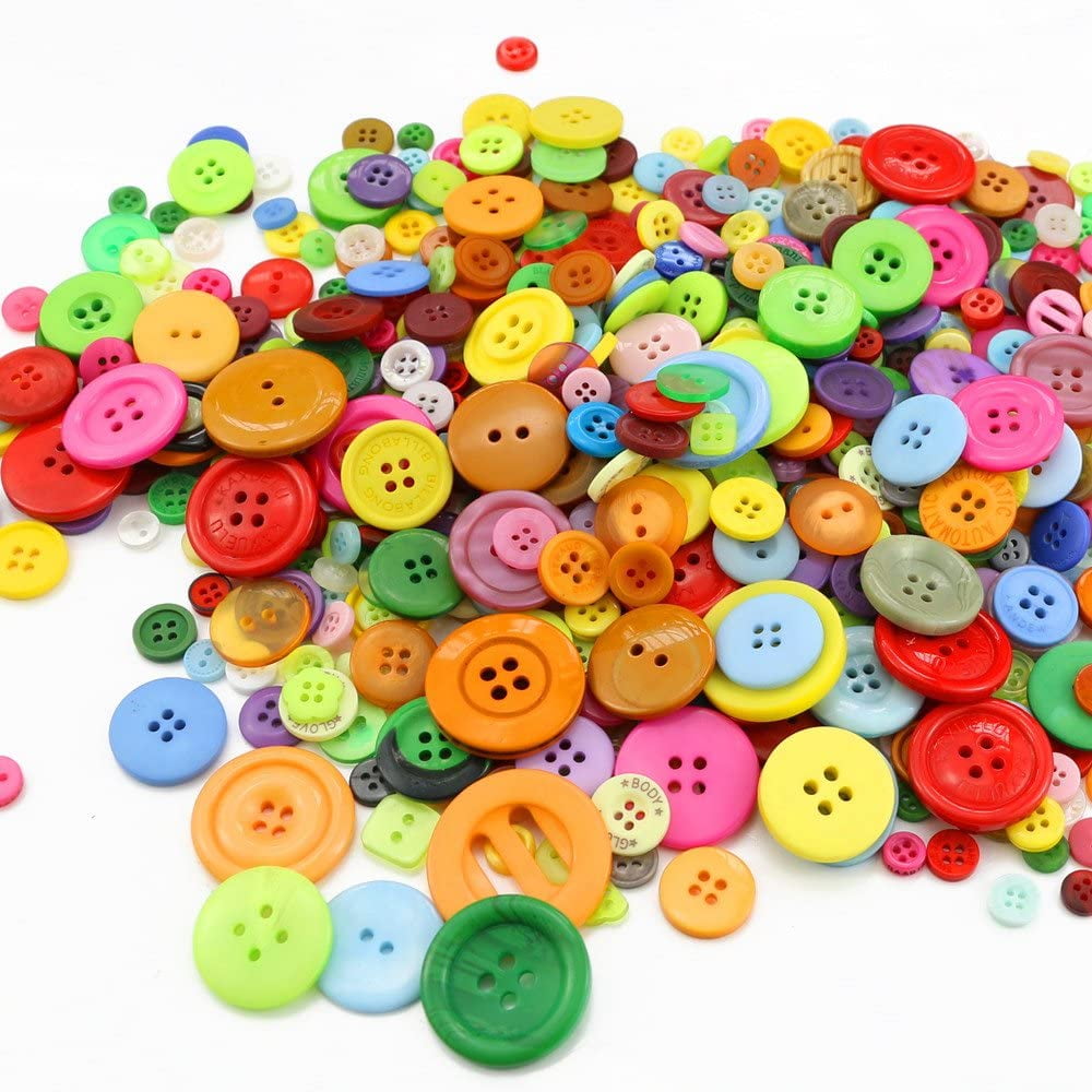 900pcs Colorful Buttons, Plastic Craft Buttons, Doll Buttons