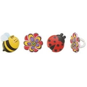 Spring Blossom Ladybug and Bumble Bee Cupcake Rings - 24 pc