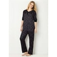 thumbnail image 6 of Dreams & Co. Plus Size Printed Henley PJ Set, 6 of 6