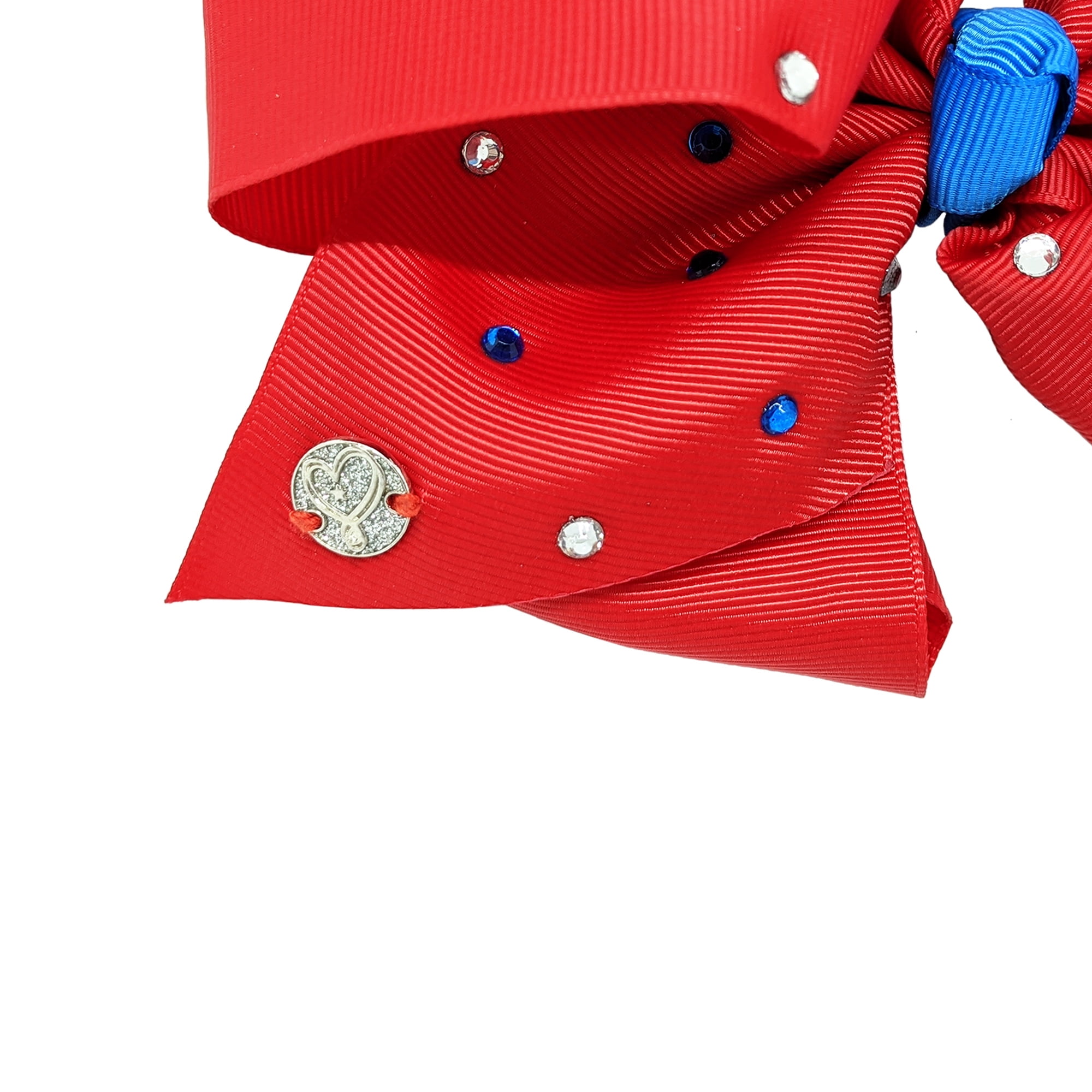 Jo Jo Siwa Bow in Classic Red with Clear and Blue Stones