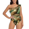thumbnail image 4 of Daiia Mallard Duck And Flowers Women's One Piece Swimsuits Personalized One Shoulder Swimwear Asymmetric Ruffle Bathing Suits-Medium, 4 of 8