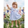 thumbnail image 6 of BemeyourBBs Toddler Baby Girls 4th of July Dress Outfit Patriot Independent Day Dress Summer Clothes American Flag Bow Embroidery Short Sleeve Doll Collar Striped Dress Baby Fourth of July Outfit, 6 of 9
