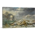 thumbnail image 1 of ARTCANVAS Sturgeon Thornback Ray Cod Oysters Mussels Fish Seashore Ship In Distance Canvas Art Print by Jan Van Kessel Elder - Size: 12" x 8" (0.75" Deep), 1 of 9