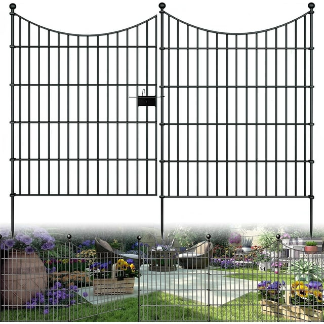 Panels Garden Fence Dog Fence Outdoor For Yard in H x .ft L Rustproof Metal Fencing with Ground Stakes | No Dig Animal Proof Containment for Pets/Rabbits | Durable Patio Security