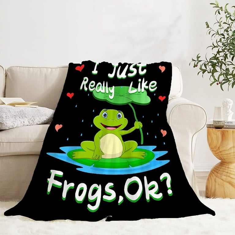 Super Cute & Soft Baby Blanket with Frogs, white