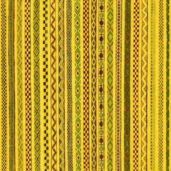 Ahgly Company Machine Washable Indoor Square Abstract Yellow Modern Area Rugs, 8' Square