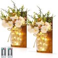 thumbnail image 1 of 2 piezas Apppques Lantern Mason Jar Lights Decoración de pared, con flores artificiales Luces LED para jardín al aire libre Dormitorio interior Hogar Sala de estar Chris, 1 of 4