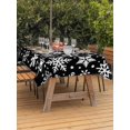 thumbnail image 2 of Outdoor Tablecloth with Umbrella Hole and Zipper, Snowflake Black Rectangle Table Cloth 52x70 Inch Waterproof Tablecloth, Christmas Winter Snowfall Xmas Holiday Picnic Table Cover for Patio Camping, 2 of 7