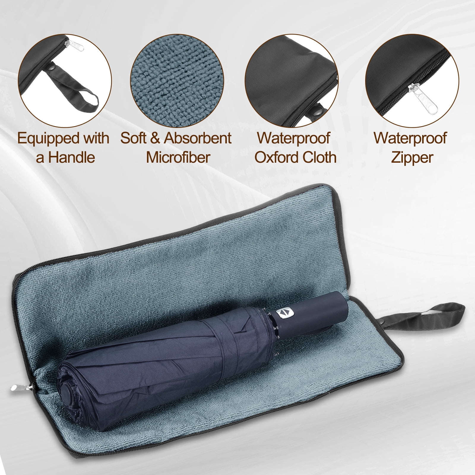 Unique Bargains Wet Umbrellas Bag Waterproof Oxford Cloth Sleeve Cover Black