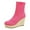 Hot Pink, variant on Platform Wedge Boots for Women Casual Stretch Knit Sock Booties Round Toe Slip on Fall Winter Ankle Boots High Heels Brown Size 9