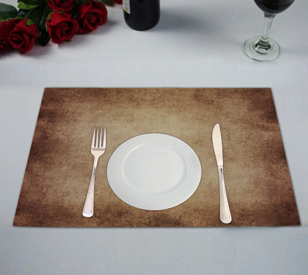 ABPHQTO Vintage Tan Brown Parchment Paper Placemat 12x18 Inch,Set of 2