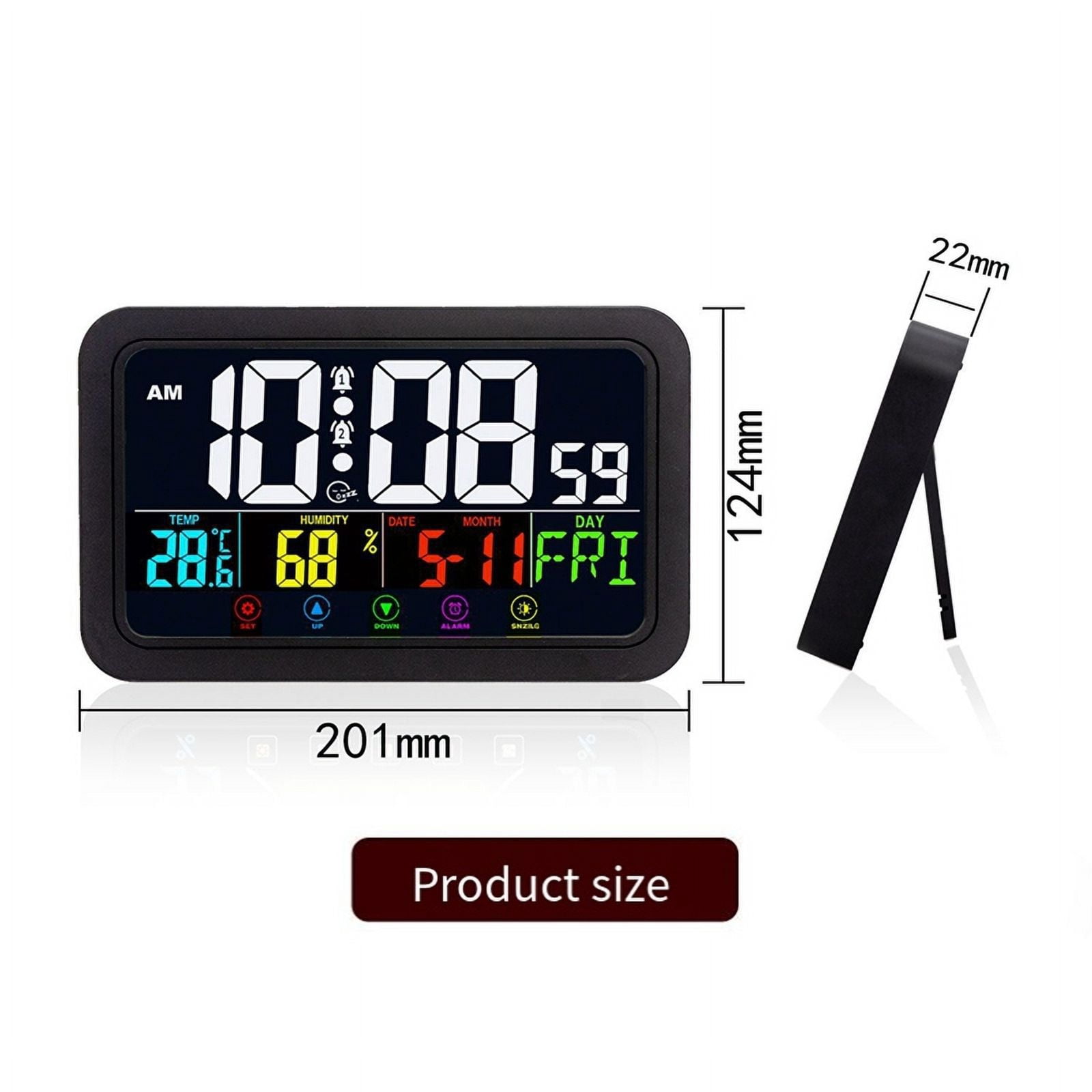 Digital Wall Clock, Digital Clock Battery Operated,8 Inch Desk Clock with Temperature Humidity Day Date White